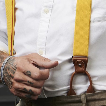 Breda Guldgula Hängslen med Flerfunktion för män - Hängslen med Clips