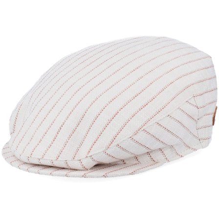 MJM Hats - White - flatcap - Cap - Oliver Linen/Cotton Beige/Red Stripe Flat Cap - Hatstore
