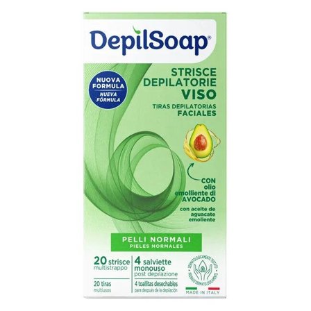 Depilsoap 20 Strisce Depilatorie Viso Pelli Normali