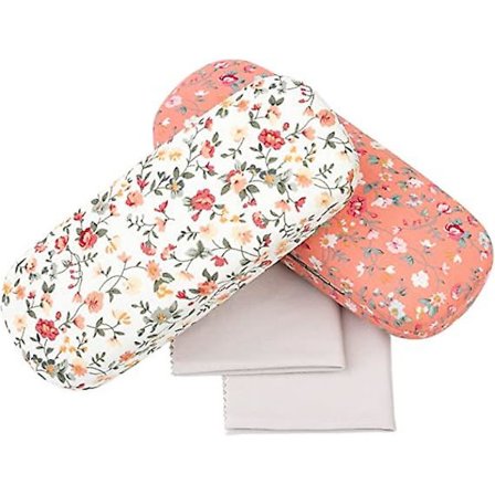 2-pakning harde briller etui med blomstermønster, stoffbriller etui for menn og kvinner, nærsynthet briller etui rosa og hvitt