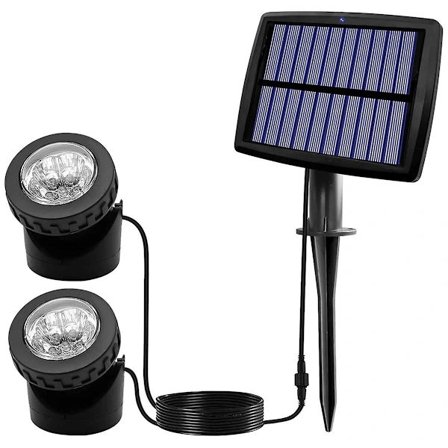 [CA] Soldrevne damspotlights, LED solcelle-undervannslamper med doble vanntette undervannslandskapsbelysning B som vist