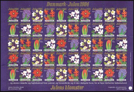 Danmark - Julemærkeark 1984 - Takket - Ufoldet