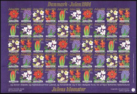 Danmark - Julemærkeark 1984 - Takket - Ufoldet
