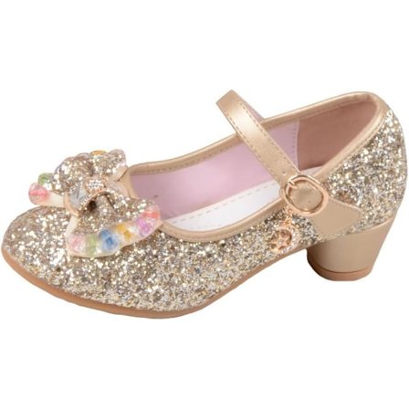 LBOX Piger Mary Jane Bryllupsfest Sko Glitter Brudepige Lave Hæle Prinsessekjole Sko Guld 10.5 US Little Kid