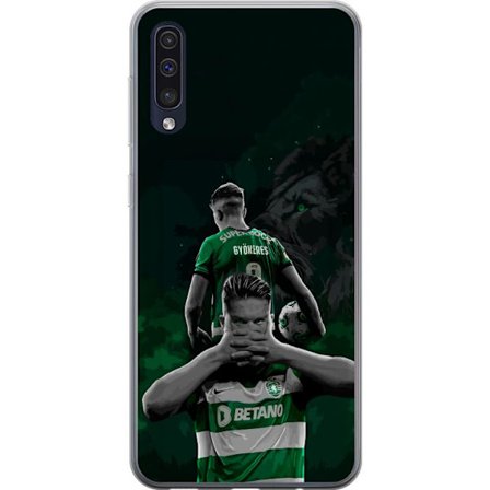 Yhteensopiva Puhelinkuori Samsung Galaxy A50 Neonmotiivi, jossa teksti "Gaming is in my DNA" sinisenä ja punaisena tiiliseinällä, jossa loistava DNA-s