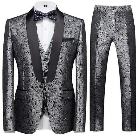 Schan Herr 3-delade kostymer Sjal Lapel Enknapps Smoking Blazer Västbyxor Set För Bröllop
