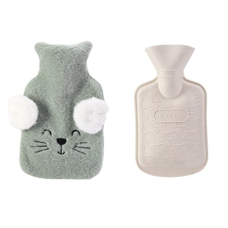 1 stk. Plys Kat Håndvarmer med Aftagelig Varmtvandsflaske