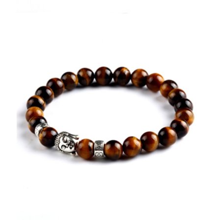 Trendy karma armbånd buddha sølv brun agat test
