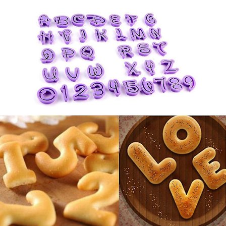 36 stk. Tal og Bogstaver Cookies Cutter Kageform