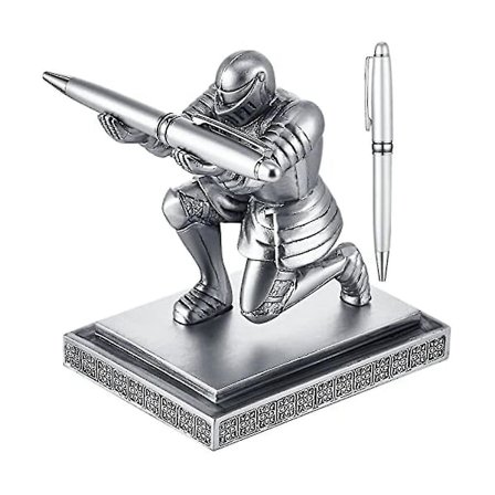 Pennholdersett med 2 penner i harpiks, skrivebordsarrangør og tilbehør, eksklusiv pennholder, stilig og kul