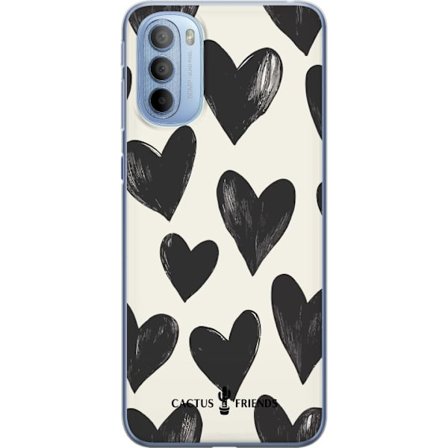 Kompatibel Mobilcover til Motorola Motorola Moto G31 Cactus and Friends - Bold Black Love Pattern