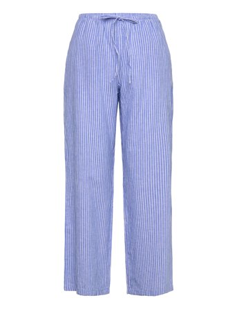 Gina Tricot Linen Blend Trousers - Blue - M