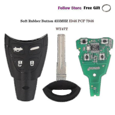 434MHz Smart Fjärrkontroll Bilnyckel Kompatibel med Saab 93 95 9-3 9-5 2003-2010 Ltqsaam433tx Id46 Chip Ersättning Mjukt Gummi Pad Fodral-xindaren
