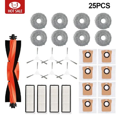 Pölypussit, moppiliinat, tarvikkeet, pääsivu-harja ja Hepa-suodattimen varaosat Xiaomi Robot Vacuum X20 + / X20 Plus -imurille