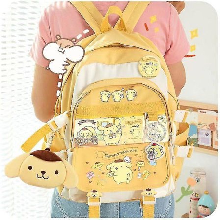 Ny Sanrio Kuromi Ryggsekk Skulderveske Pompompurin My Melody Studenter Skolesekk Stor Kapasitet Tegneserie Søt Skolesekk type1 41cm x 31cm x 13cm!