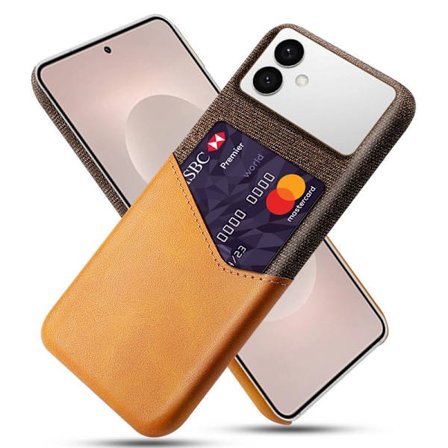 Mobilskal till Samsung Galaxy S26 Edge PU Läder Klädtextur Hård PC - Orange