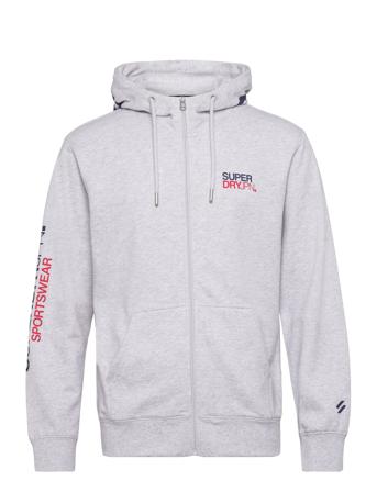 Sportswear Logo Loose Zip Hood Tops Sweat-shirts & Hoodies Hoodies Grey Superdry