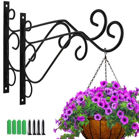 2-pack Väggmonterade Hyllfästen, Väggfästen för Växter, Balkong Utomhus Dekoration Trädgård