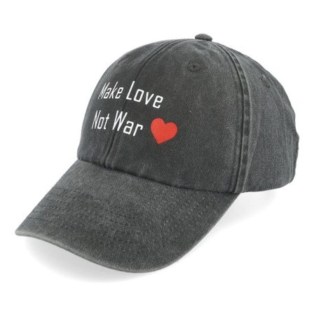 Iconic - Svart unconstructed Keps - Make Love Not War Washed Black Dad Cap @ Hatstore