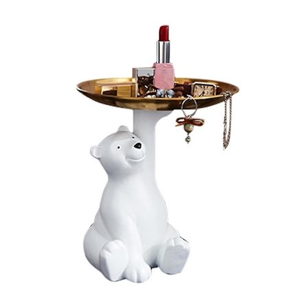 Hvid Isbjørn Statue Opbevaringsbakke Nordisk Boligindretning Stue Bord Figur Skulptur Snacks Opbevaringsbakke Dekoration Håndværk