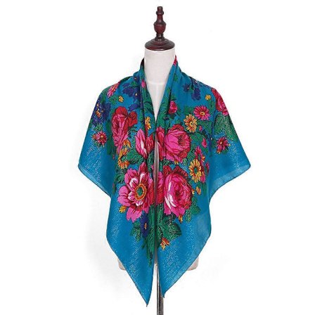 Russisk blomsterskjerf luksus blomsterlommetørkle etnisk sjal dame hijab stort 110 cm pannebånd bandana foulard femme hodeinnpakning sjal-lingling}