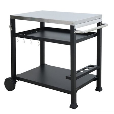 Udendørs Plancha og Rullende Grill i Stål - 2 hjul + Håndtag + Tilbehør - 101 x 64 cm