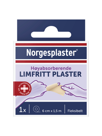 Norgesplaster Limfritt plaster, 6 cm x 1.5 m, 1 stk.