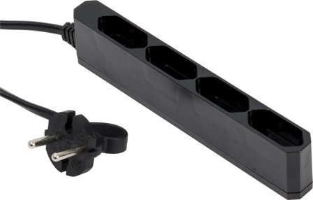 Gelia Euroslim Grenuttak 4-veis, SKX Svart, Stikkontakter & kabler
