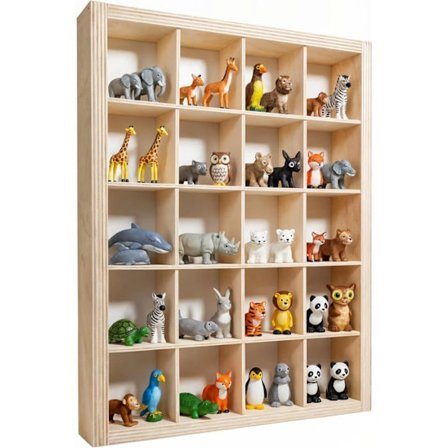 Seinähylly - CREATIVE DECO - Pienoisautot - 20 Osastoa - Puu - 35x26x5,5 cm