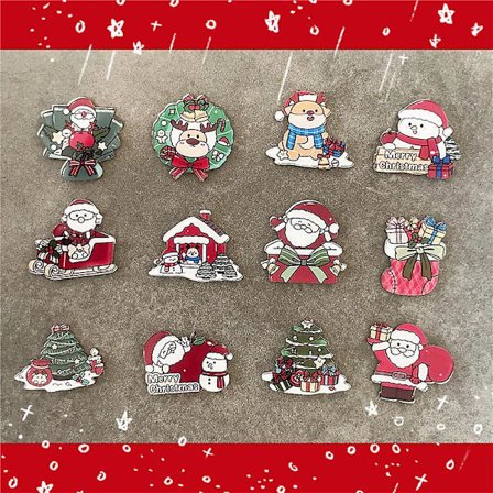 (Jultomtestil, slumpmässig stil) 12 stycken julmagneter för kylskåp, vinterjulgranstrumpemagneter, semestermagneter för hem, skola, kylskåp Locke