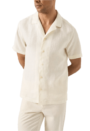 Eton Kortärmad Linne Twill-skjorta Skjortor Herr Vit XXL