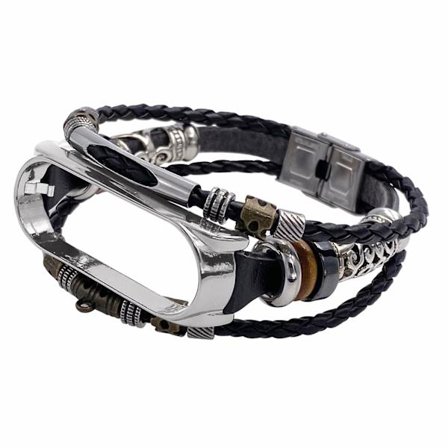 Retro rem udskiftning til Mi Band 6/6 NFC håndledsrem kompatibel med Xiaomi Mi Band 5 læder