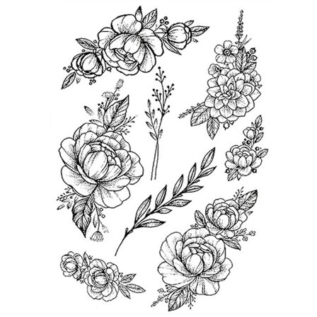 Fashion Tattoo Sticker Temporary Black Roses Design Full Flower Arm Big Fake Tattoo Sticker Body Art Decal Qinhai