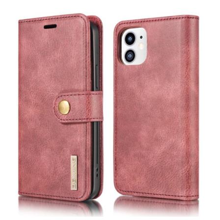 Dg.ming Plånboksfodral Med Magnetskal För Iphone 12 Mini Röd