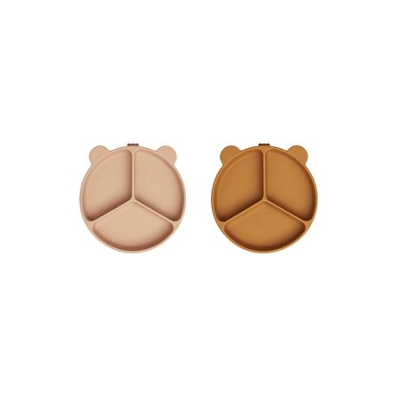 LIEWOOD Stacy Tallerken med inddeling 2-pak Mustard / Tuscany, Børn & Forældre, Service, Tallerkener Og Skåle