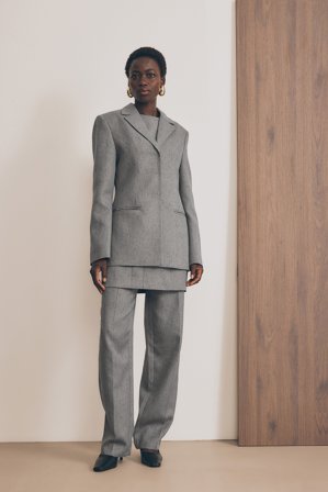 NA-KD Melangbyxor med mellanhög midja - Kontorsbyxor - Grå - EU 40