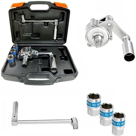 Momentförstärkare Nyckelset, med förstärkta stålväxlar & 3-hylsadaptrar (17mm/19mm/21mm) - för lastbil, bil, industri & mekaniska reparationer