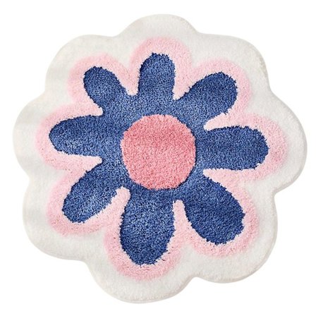 Sød Blomst Badeværelsesmåtte Vandabsorption Blød Rund Plys Måtte til Brusebad Badekar Soveværelse Stue
