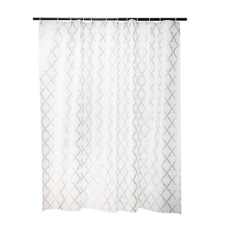 Amazon Basics tryckt tyg duschdraperi 180 x 180 cm Silver Dollar