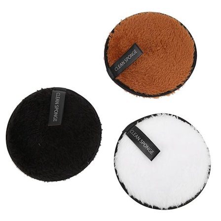 3-pack Återanvändbar Sminkborttagningspuff Mikrofiber Svamp Ansiktsrengöringshandduk