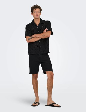 ONLY & SONS Onsaron Loose Fit Ss Resort Shirt 0305 - Black - S