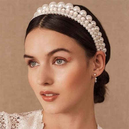 Fashion Pearl Women Headband Beads Hair Hoop Solid Headwear Dail