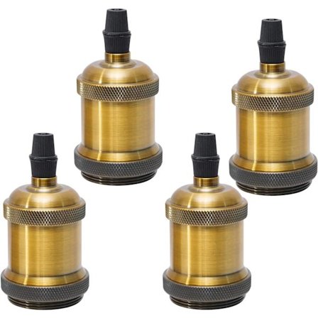 e27 fatning vintage Edison lampeholder fatning, 4 × loftslampe fatning retro lampe fatning pendel lampeholder pendel lampe adapter Antik Messing