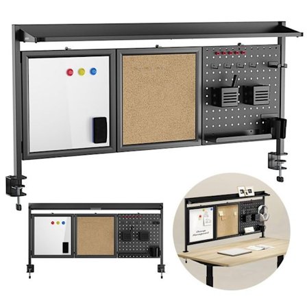 Kontorsavskiljare / Ergo Office organiserare, max. belastning 10kg, vit och korktavla, bredd 1250mm, svart, ER-300 B