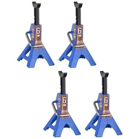 4 Stycken Metall Justerbar Höjd 6 Ton Domkraftsstöd för 1/10 RC Bandvagnar, Kompatibel med Axial SCX10 90046, Traxxas TRX4 TRX6 D90