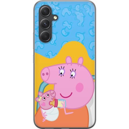 Kompatibel Mobilcover til Samsung Galaxy S24 FE Peppa Gris familie motiv med mor gris, far gris og venner, farverig tegnet børnebillede