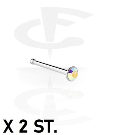 OBS 2 st Näspiercing i IP-pläterad 316L stål med 2,5 mm AB CZ