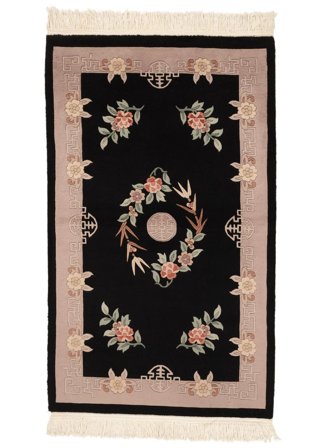 Orientalsk Kina 90 Line Tæppe 91X152 Sort/Brun Uld, Kina