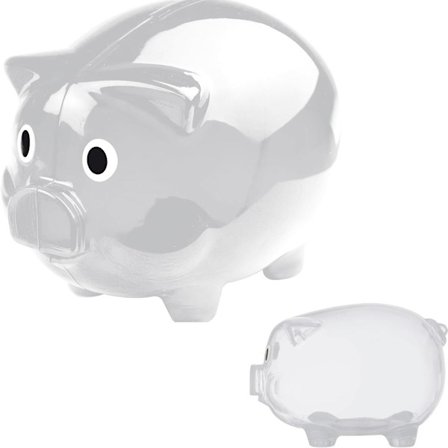 Stor transparent spargris i plast, presentidé, spargris, sparbössa, individuellt eller i dubbelset 12,5 x 10 x 10 cm (2, transparent)