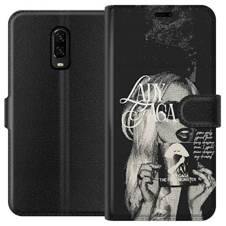 Yhteensopiva Lompakkokotelo OnePlus 6T Lady Gaga mustavalkoinen retrojuliste aurinkolaseilla ja pop-taide-estetiikalla